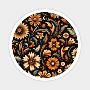 Orange Floral motif Magnet